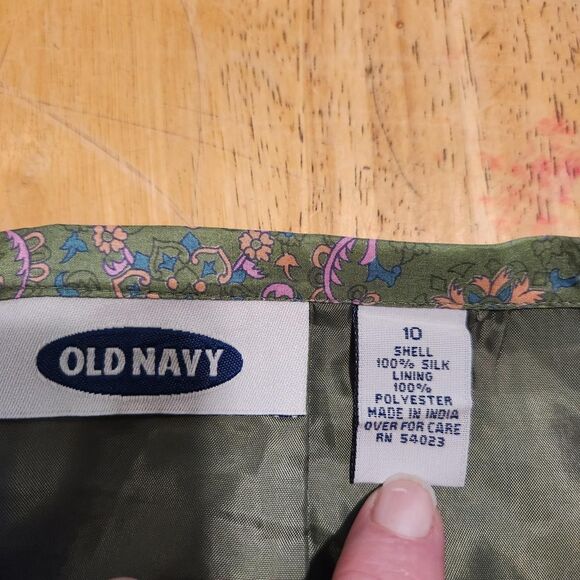 Vintage Y2k early 2000s Old Navy green pastel floral silk midi length skirt - Picture 4 of 4